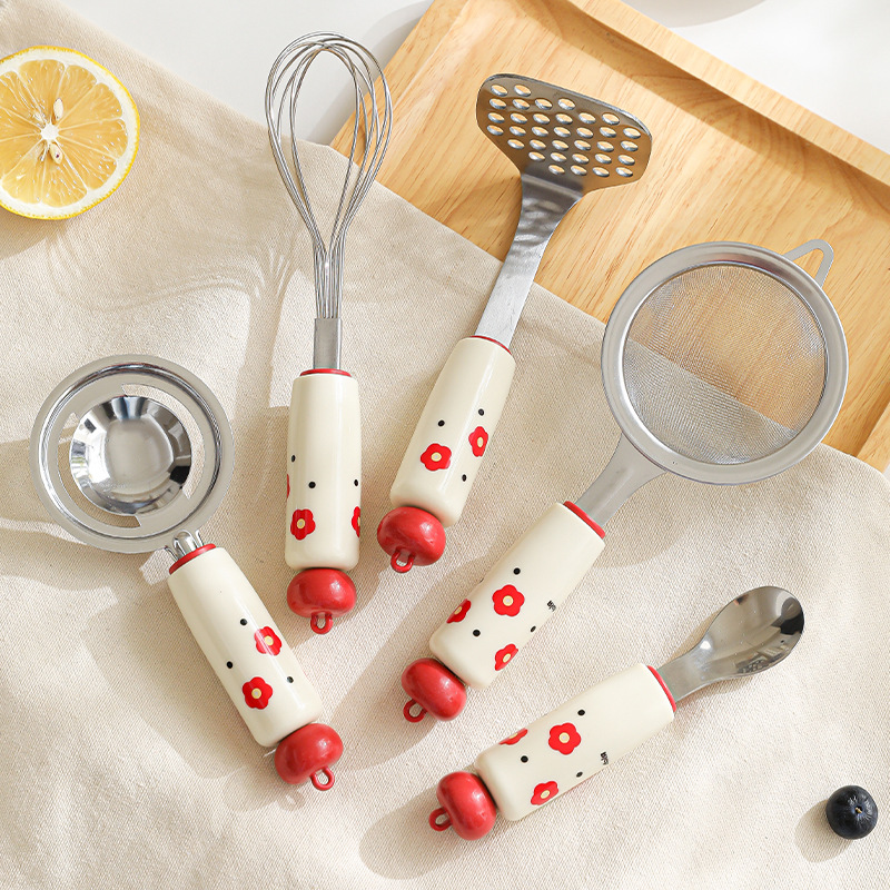 Baby Food Masher - Levendige babyvoedselbereidingsset: zeef, stamper, eigeelzeef, keukenset