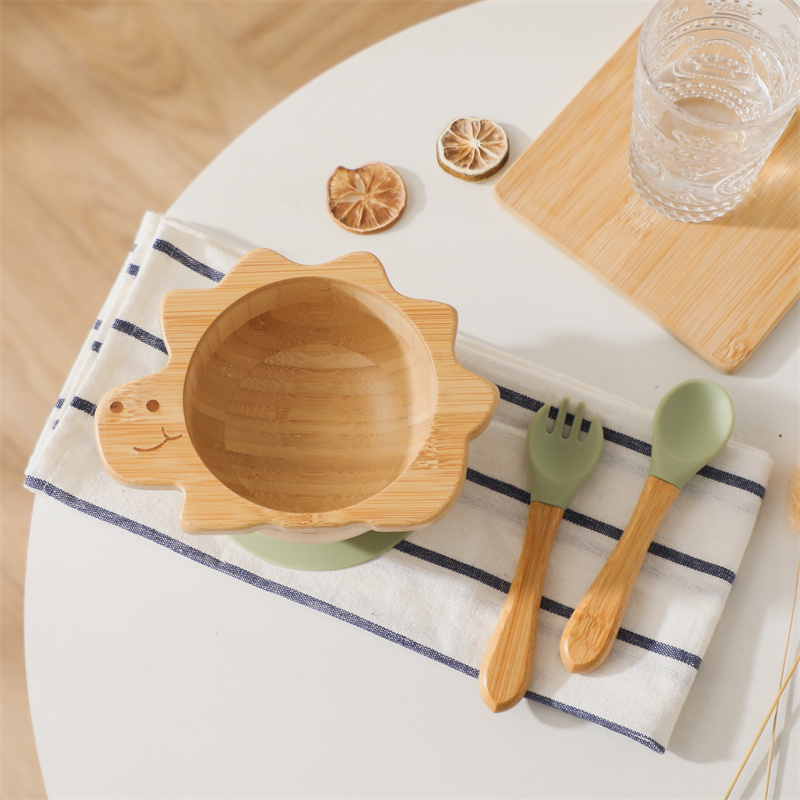 Baby Food Menu - Baby Houten Servies Set Dinosaurus Bamboe