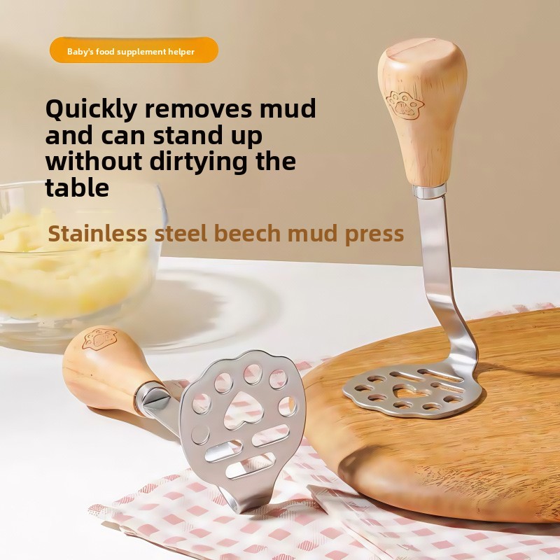 Baby Food Masher - Roestvrijstalen aardappelstamper - aanvullend voedselhulpmiddel voor