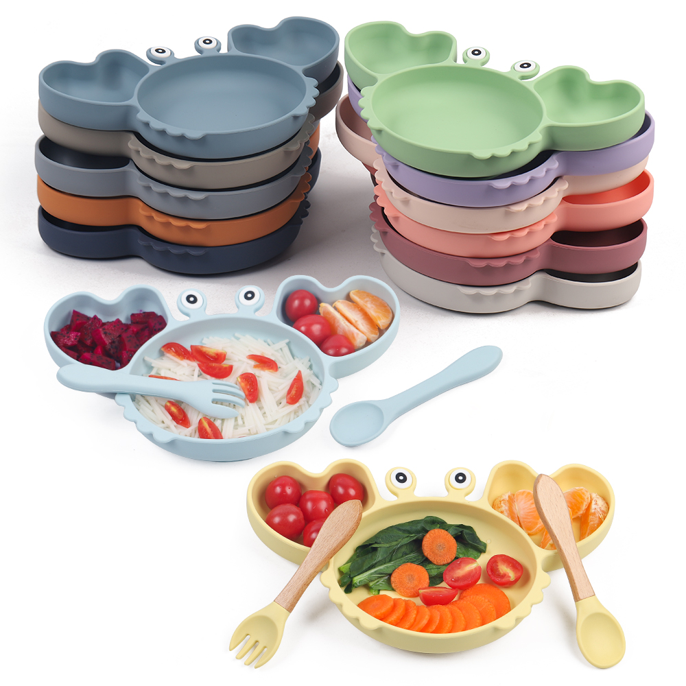 Baby Food Menu - 1/4/9Pcs Baby Kommen Borden Lepels Siliconen