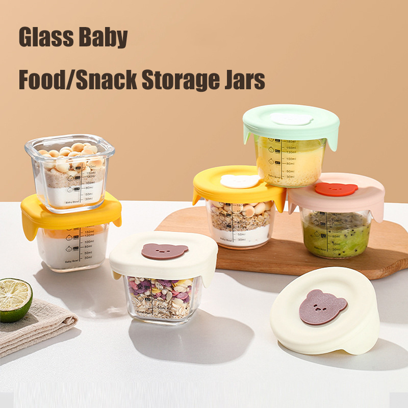 Baby Food Containers Glass - 180ml Glazen Babyvoeding Opslag Potten Met