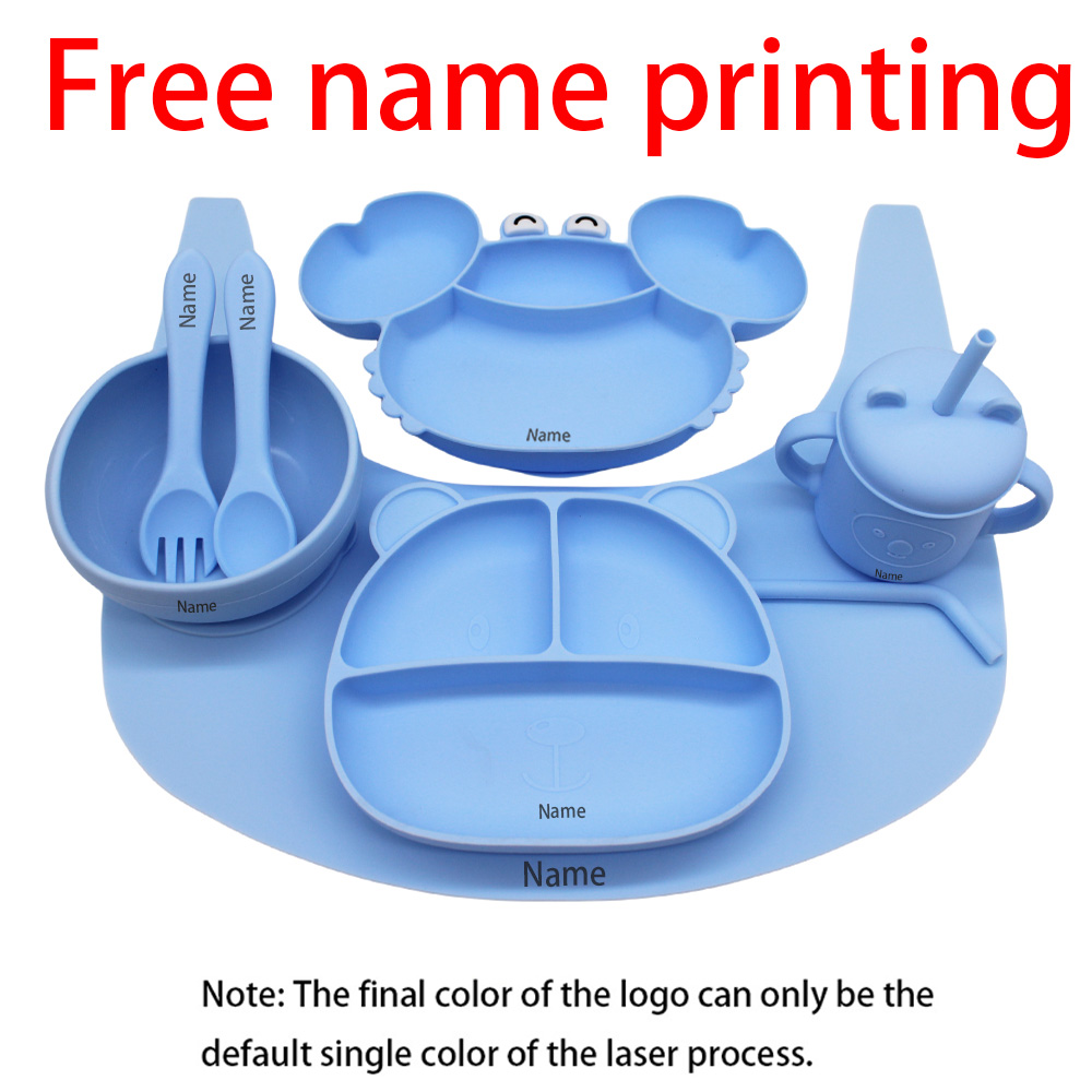 Baby Food Chopper - Gratis naam afdrukken Kinderservies: bord, vork,